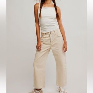 Free People We the Free Deep Trance MidRise Dropped Boyfriend Jeans Casual Khaki